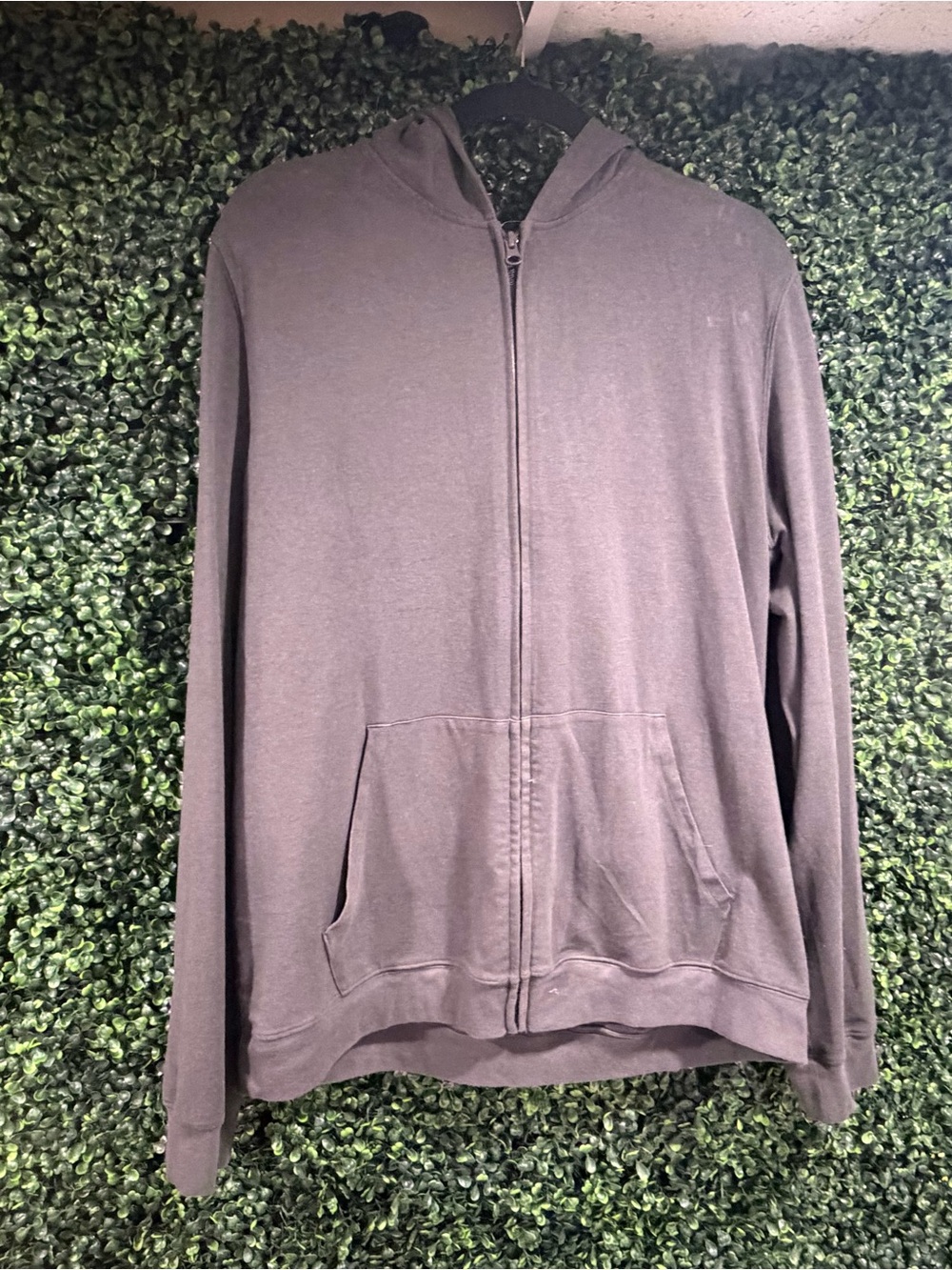 SKIMS Men's Lightweight Zip Hoodie in Charcoal